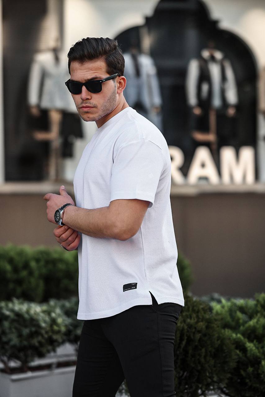 חולצת וופל צבע לבן